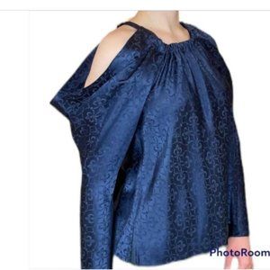 Jonathan Simkhai Silk Long Sleeve Top In Navy